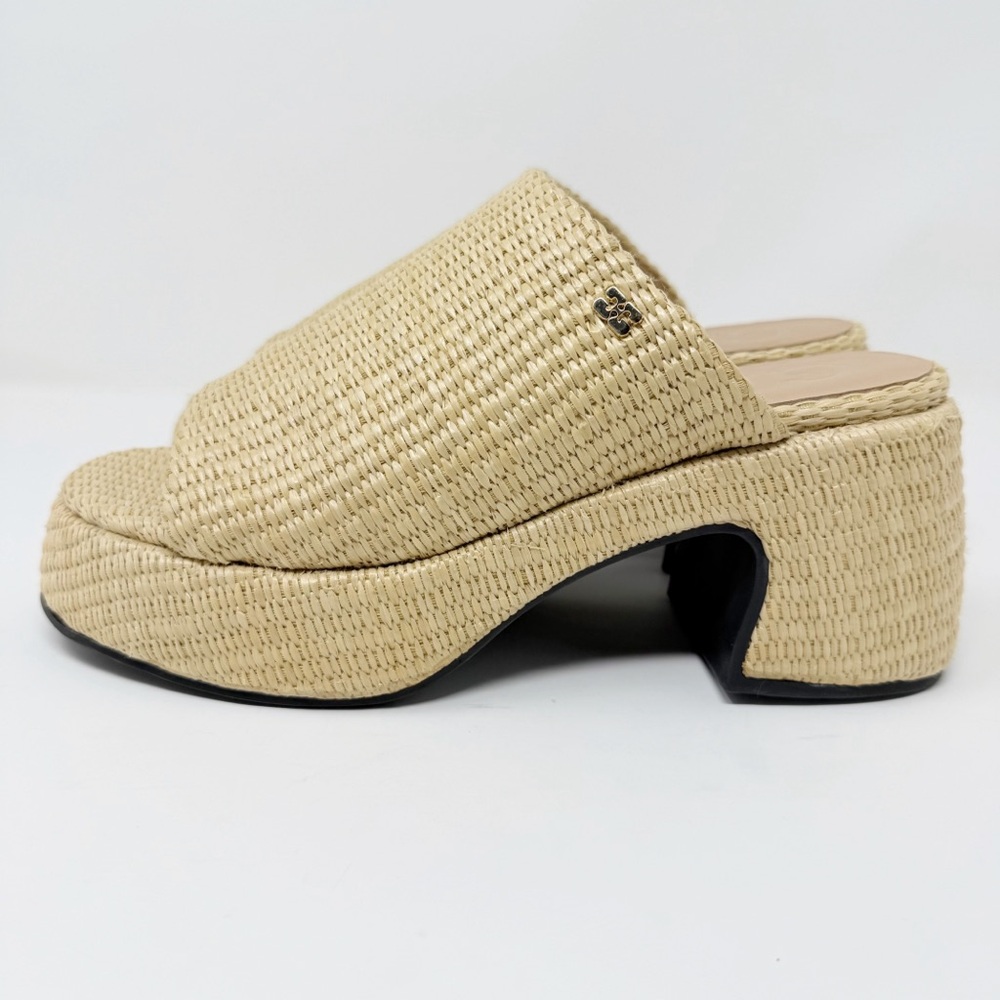 New Ganni Butterfly Raffia Platform Mules Natural Sz 9 - Picture 5 of 12